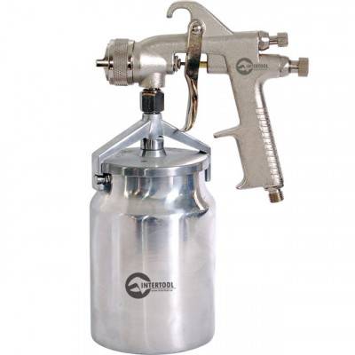 Будкрам купить Краскопульт пневматический HP RED, форсунка 1.8 мм, нижний металлический бачок 1000мл., 5бар INTERTOOL PT-0222