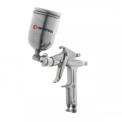 Будкрам купити Краскопульт пневматический HP MINI, форсунка 0.5мм, верхний металлический бачок 200мл, 5бар INTERTOOL PT-0301