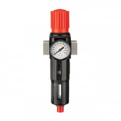 Будкрам купить Фильтр для очистки воздуха с редуктором 3/4", 5мкм, 2600 л/мин, металл, профессиональный INTERTOOL PT-1417