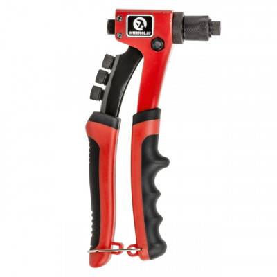 Будкрам купить Пистолет заклепочный ручной 215мм, диаметр применяемой заклепки 2.4; 3.2; 4; 4.8мм INTERTOOL RT-0014