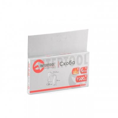 Будкрам купити Скоба каленая 6 мм, уп. 1000 шт., ширина 11,3x1,20 мм INTERTOOL RT-0146 Скоба каленая 6 мм, уп. 1000 шт., ширина 11,3x1,20 мм INTERTOOL RT-0146 3