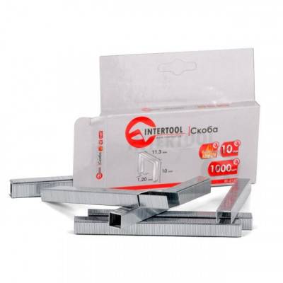 Будкрам купити Скоба каленая 10 мм, уп. 1000 шт., ширина 11,3x1,20 мм INTERTOOL RT-0150 Скоба каленая 10 мм, уп. 1000 шт., ширина 11,3x1,20 мм INTERTOOL RT-0150 2
