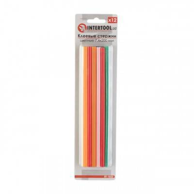 Будкрам купить Комплект цветных клеевых стержней 7.4мм*200мм, 12шт INTERTOOL RT-1032