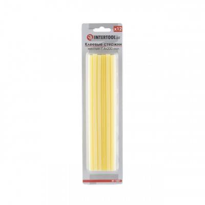 Будкрам купить Комплект желтых клеевых стержней 7.4мм*200мм, 12шт. INTERTOOL RT-1051