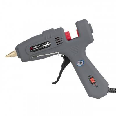Будкрам купити Пистолет клеевой 80(245)Вт, 230В, 215-230°C под стержни 10.8-11.5мм, 13-30 г/мин., выключатель. INTERTOOL RT-1104