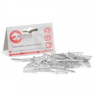 Будкрам купити Заклепка алюминиевая 4,0x20 мм, упаковка 50 шт INTERTOOL RT-4020 Заклепка алюминиевая 4,0x20 мм, упаковка 50 шт INTERTOOL RT-4020 3