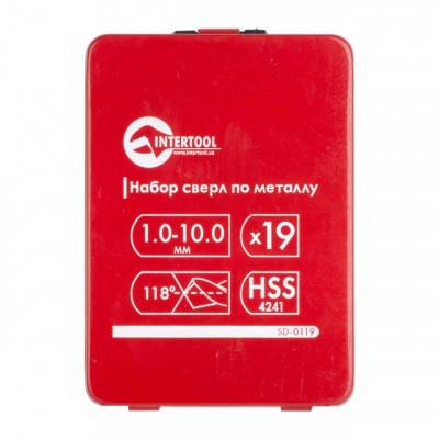 Будкрам купить Набор сверл по металлу HSS 19 шт (1.0-10.0) INTERTOOL SD-0119 Набор сверл по металлу HSS 19 шт (1.0-10.0) INTERTOOL SD-0119 7
