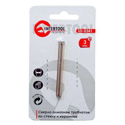 Будкрам купити Сверло алмазное трубчатое по стеклу и керамике 3 мм INTERTOOL SD-0341