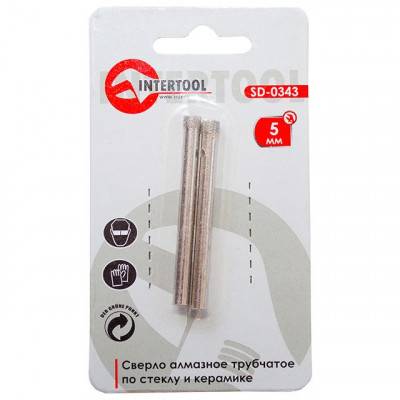 Будкрам купить Сверло алмазное трубчатое по стеклу и керамике 5 мм INTERTOOL SD-0343