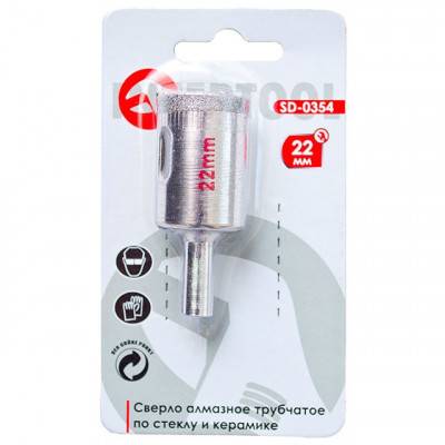 Будкрам купити Сверло алмазное трубчатое по стеклу и керамике 22 мм INTERTOOL SD-0354