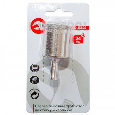 Будкрам купити Сверло алмазное трубчатое по стеклу и керамике 24 мм INTERTOOL SD-0355