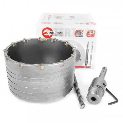 Будкрам купити Комплект: сверло корончатое по бетону 105 мм + переходник SDS Plus 100мм INTERTOOL SD-7105 Комплект: сверло корончатое по бетону 105 мм + переходник SDS Plus 100мм INTERTOOL SD-7105 6