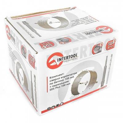 Будкрам купити Комплект: сверло корончатое по бетону 105 мм + переходник SDS Plus 100мм INTERTOOL SD-7105 Комплект: сверло корончатое по бетону 105 мм + переходник SDS Plus 100мм INTERTOOL SD-7105 7