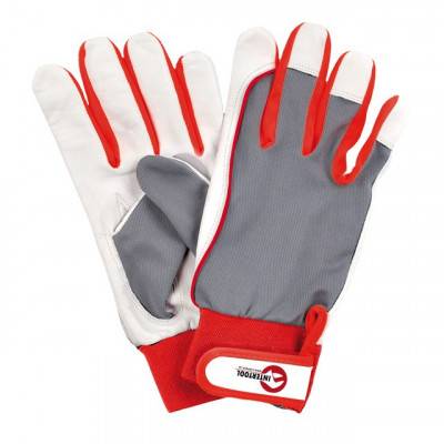 Будкрам купить Перчатка комбинированная из высококачественной козьей кожи и ткани 10" эластичный манжет на липучке INTERTOOL SP-0011