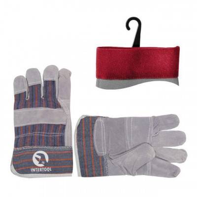 Будкрам купить Перчатка комбинированная из замша и ткани 10.5" (ящик 120пар) INTERTOOL SP-0014W