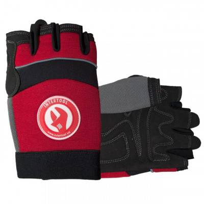 Будкрам купить Перчатка Microfiber без пальцев, вставки спандекса и неопрена, эластичный манжет на липучке, 9" INTERTOOL SP-0142