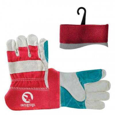 Будкрам купить Перчатки рабочие замшевые, утолщенная ладонь и пальцы 10.5" (ящ.120) INTERTOOL SP-0153W