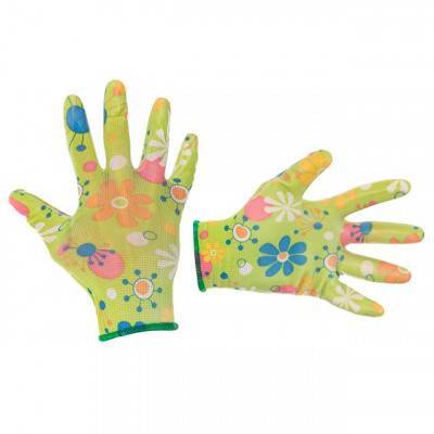 Будкрам купити Перчатки садовые с нитриловым покрытием 8" зеленые INTERTOOL SP-0163