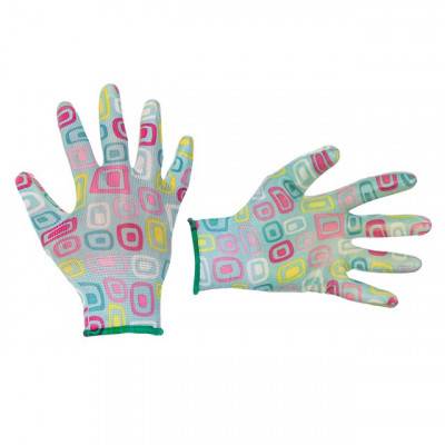 Будкрам купити Перчатки садовые с нитриловым покрытием 8" голубые INTERTOOL SP-0164