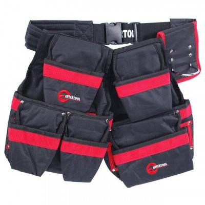 Будкрам купить Сумка поясная слесарно-строительная, 18 карманов, полиэстер INTERTOOL SP-1011