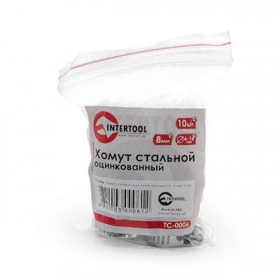 Будкрам купить Хомут стальной оцинкованный 8 мм D 6-16 мм (упаковка 10 шт) INTERTOOL TC-0006 Хомут стальной оцинкованный 8 мм D 6-16 мм (упаковка 10 шт) INTERTOOL TC-0006 3