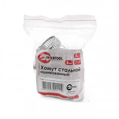 Будкрам купить Хомут стальной оцинкованный 8 мм D 11-20 мм (упаковка 10 шт) INTERTOOL TC-0011 Хомут стальной оцинкованный 8 мм D 11-20 мм (упаковка 10 шт) INTERTOOL TC-0011 3