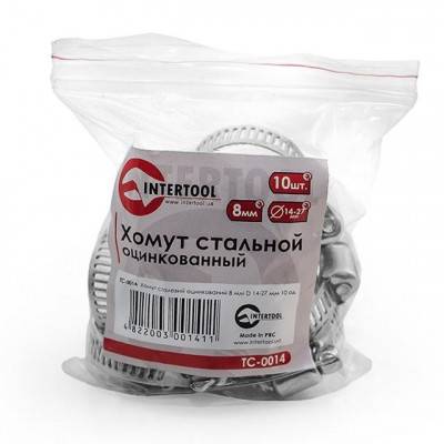 Будкрам купити Хомут стальной оцинкованный 8 мм D 14-27 мм (упаковка 10 шт) INTERTOOL TC-0014 Хомут стальной оцинкованный 8 мм D 14-27 мм (упаковка 10 шт) INTERTOOL TC-0014 3