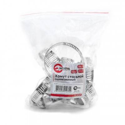 Будкрам купить Хомут стальной оцинкованный 12,7 мм D 27-51 мм (упаковка 10 шт) INTERTOOL TC-0127 Хомут стальной оцинкованный 12,7 мм D 27-51 мм (упаковка 10 шт) INTERTOOL TC-0127 3
