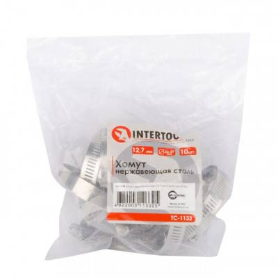 Будкрам купить Хомут нержавеющая сталь 12,7 мм D 33-57 мм INTERTOOL TC-1133 Хомут нержавеющая сталь 12,7 мм D 33-57 мм INTERTOOL TC-1133 2