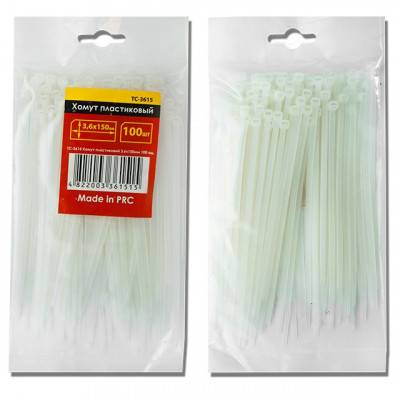 Будкрам купити Хомут пластиковый 4,8x300 мм, (100 шт/упак), белый INTERTOOL TC-4830