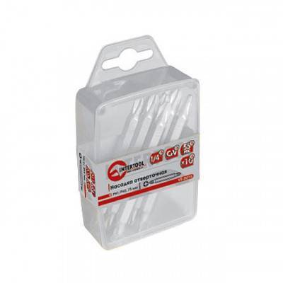 Будкрам купить Комплект отверточных насадок PH1/PH2 1/4"x 75 мм - 10 шт. INTERTOOL VT-0015