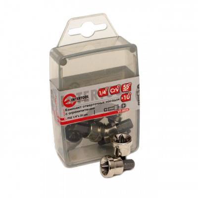 Будкрам купити Комплект отверточных насадок с ограничителем 1/4"x25 мм - 10 шт. INTERTOOL VT-0025