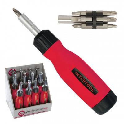 Будкрам купить Отвертка реверсивная с комплектом насадок 12 ед INTERTOOL VT-1003