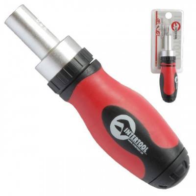 Будкрам купить Отвертка реверсивная мини с комплектом насадок 5 ед. INTERTOOL VT-1005