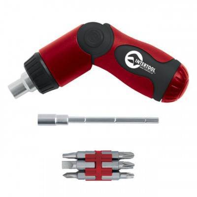 Будкрам купить Отвертка переломная реверсивная, комплектом насадок 14 ед. INTERTOOL VT-1014