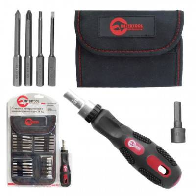 Будкрам купить Отвертка реверсивная с комплектом насадок 26 ед. INTERTOOL VT-1026