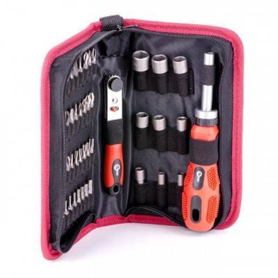 Будкрам купить Отвертка реверсивная с комплектом насадок и трещоткой, чехол ткань 48 ед INTERTOOL VT-1048 Отвертка реверсивная с комплектом насадок и трещоткой, чехол ткань 48 ед INTERTOOL VT-1048 3