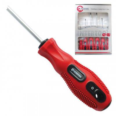 Будкрам купить Набор отверток 6 ед. (SL3x75, SL5x100, SL6x125, PH0x75, PH1x100, PH2x125) Cr-V, Ergo-design INTERTOOL VT-2005