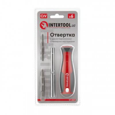 Будкрам купить Отвертка с двухсторонними сменными насадками 6 в 1 (SL6.35*65мм, PH1*5мм, SL8.0*75мм, PH2*6мм, внутренний шестигранник 6мм, 8мм INTERTOOL VT-3341 Отвертка с двухсторонними сменными насадками 6 в 1 (SL6.35*65мм, PH1*5мм, SL8.0*75мм, PH2*6мм, внутренний шестигранник 6мм, 8мм INTERTOOL VT-3341 5