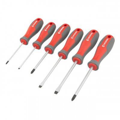 Будкрам купити Набор отверток 6 ед (SL3.0*75мм, SL5.0*100мм, SL6.0*100мм, PH0*75мм, PH1*75мм, PH2*100мм) INTERTOOL VT-3346