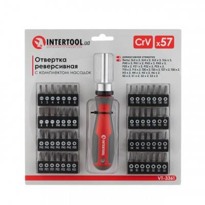 Будкрам купити Отвертка реверсивная с комплектом насадок 57 ед INTERTOOL VT-3361 Отвертка реверсивная с комплектом насадок 57 ед INTERTOOL VT-3361 4
