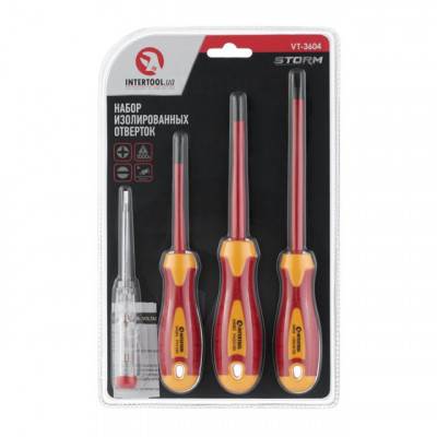 Будкрам купить Набор изолированных отверток с отверткой индикатором 4 ед VDE ( SL1.0*5.5*125мм, PH1*80мм, PH2*100мм, отвертка индикатор.), STORM INTERTOOL VT-3604 Набор изолированных отверток с отверткой индикатором 4 ед VDE ( SL1.0*5.5*125мм, PH1*80мм, PH2*100мм, отвертка индикатор.), STORM INTERTOOL VT-3604 6