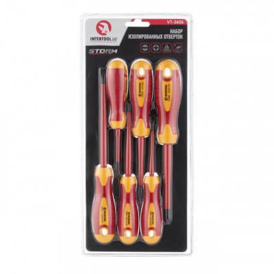 Будкрам купить Набор изолированных отверток 6 ед VDE (SL0.4*2.5*75мм, SL0.8*4.0*100мм, SL1*5.5*125мм, PH0*60мм, PH1*80мм, PH2*100мм), STORM INTERTOOL VT-3606 Набор изолированных отверток 6 ед VDE (SL0.4*2.5*75мм, SL0.8*4.0*100мм, SL1*5.5*125мм, PH0*60мм, PH1*80мм, PH2*100мм), STORM INTERTOOL VT-3606 5