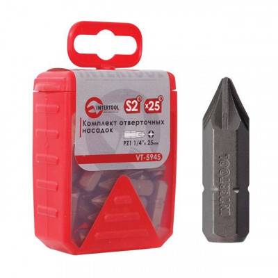 Будкрам купити Комплект отверточных насадок PZ1 1/4x 25 мм - 25 шт. INTERTOOL VT-5945