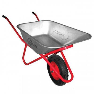 Будкрам купити Тачка садово-строительная, 100 л., 180 кг, 1 пневмоколесо с подшипником 15" (4.00-8). INTERTOOL WB-1015