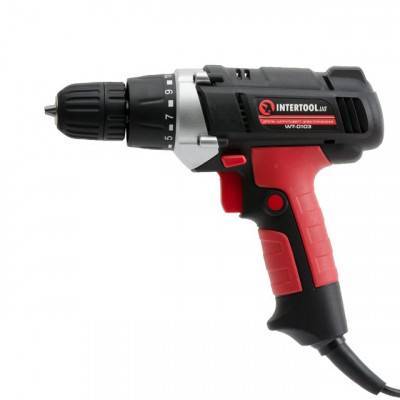 Будкрам купити Дрель-шуруповерт электрическая 400 Вт, 0-800 об/мин, 0.8-10 мм, maкс. крутящий момент 20 Нм INTERTOOL WT-0103
