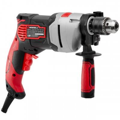 Будкрам купить Дрель ударная 800Вт, 0-2900об/мин,1.5-13мм, метал. корпус редуктора INTERTOOL WT-0118 Дрель ударная 800Вт, 0-2900об/мин,1.5-13мм, метал. корпус редуктора INTERTOOL WT-0118 3