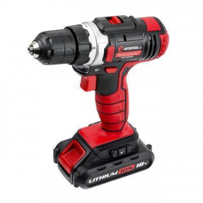 Будкрам купити Дрель-шуруповерт аккумуляторная Li-Ion 18В, 25Nm, 2 скорости: 0-400/0-1500 об/мин, 1 аккум 1.3Ач, быстрая зарядка 1 ч., картон. INTERTOOL WT-0313 Дрель-шуруповерт аккумуляторная Li-Ion 18В, 25Nm, 2 скорости: 0-400/0-1500 об/мин, 1 аккум 1.3Ач, быстрая зарядка 1 ч., картон. INTERTOOL WT-0313 5