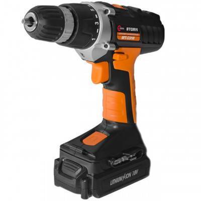 Будкрам купить Шуруповерт STORM, 18В, 2 скорости, 0-400/0-1150об/мин, 2 аккумулятора, 1 час. зарядка INTERTOOL WT-0318.00