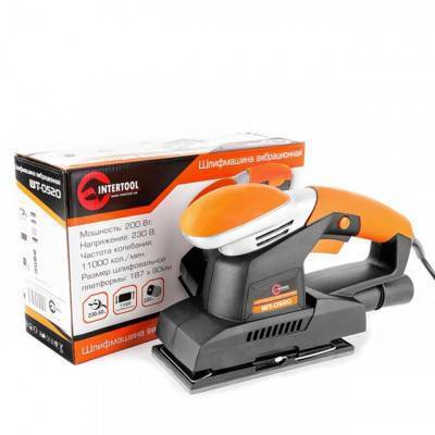 Будкрам купить Шлифмашина вибрационная, 200 Вт, 10000 ход/мин, платформа 187*90 мм INTERTOOL WT-0520 Шлифмашина вибрационная, 200 Вт, 10000 ход/мин, платформа 187*90 мм INTERTOOL WT-0520 2